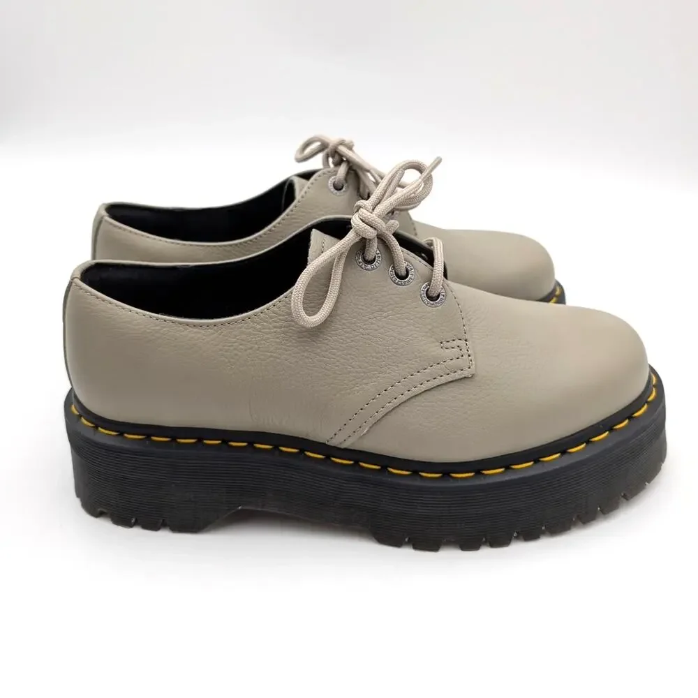 Dr. Martens 1461 Quad Platform Derby Shoes Unisex Vintage Taupe Size USW11/M10